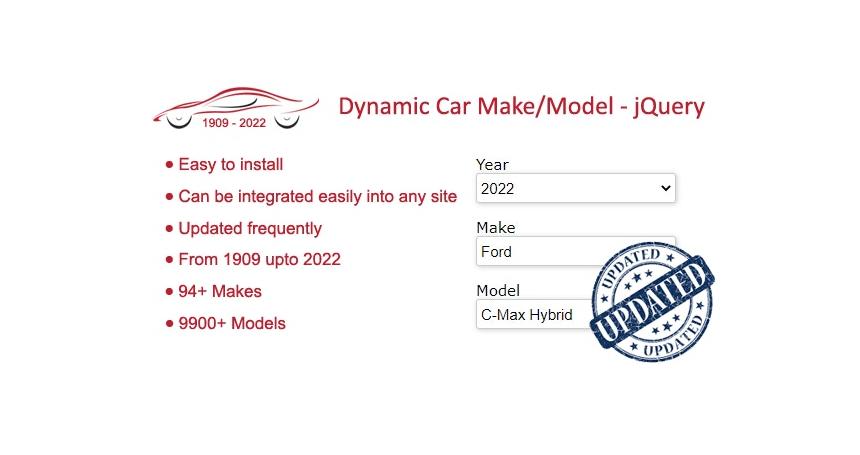 2022 Car Makes/Models Database | 9900+ Models + jQuery Script