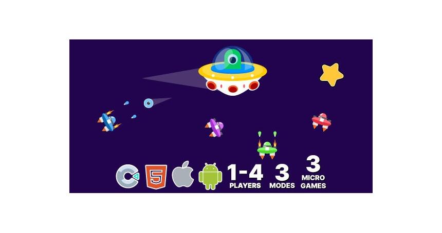 Alien Ship. 1-4 Player Mode. 3 Modes. 3 Games. Construct 3 (c3p)