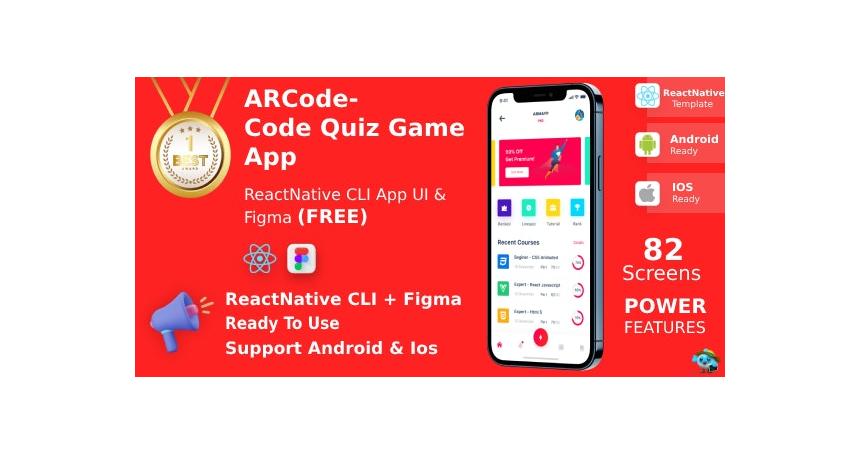 Arcode ANDROID + IOS + FIGMA | UI Kit | React Native | Programing Language Course & Quiz App