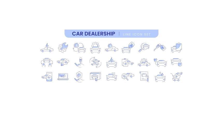 Auto Sale Dealership Thin Line Icons Automotive