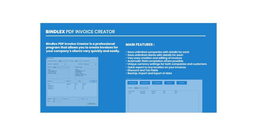 Bindlex PDF Invoice Creator