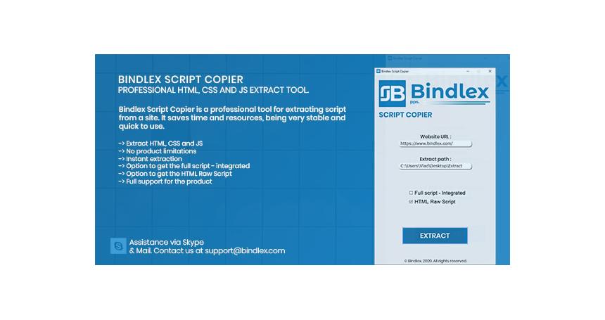 Bindlex Script Copier - Extract Website HTML, CSS and JS