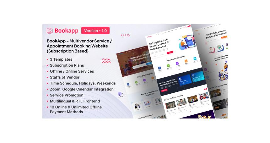 Bookapp - Multivendor Service / Appointment Booking Laravel Website (Subscription Based)