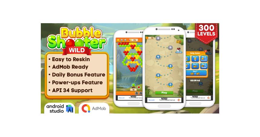 Bubble Shooter Wild - Bubble Shooter Game Android Studio Project with AdMob Ads + Ready to Publish