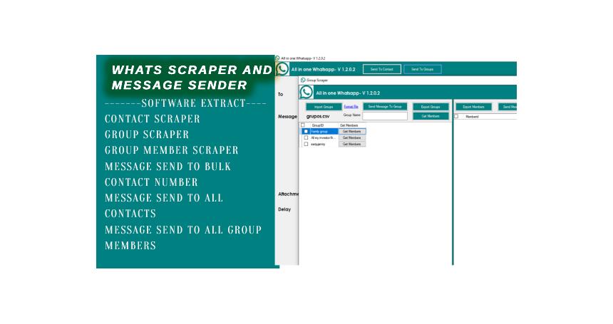 Bulk WhatsApp Message Sender + Group Scraper+ Contact scraper