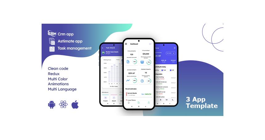 CRM | Task Management | Estimate Generator React Native iOS/Android App Template