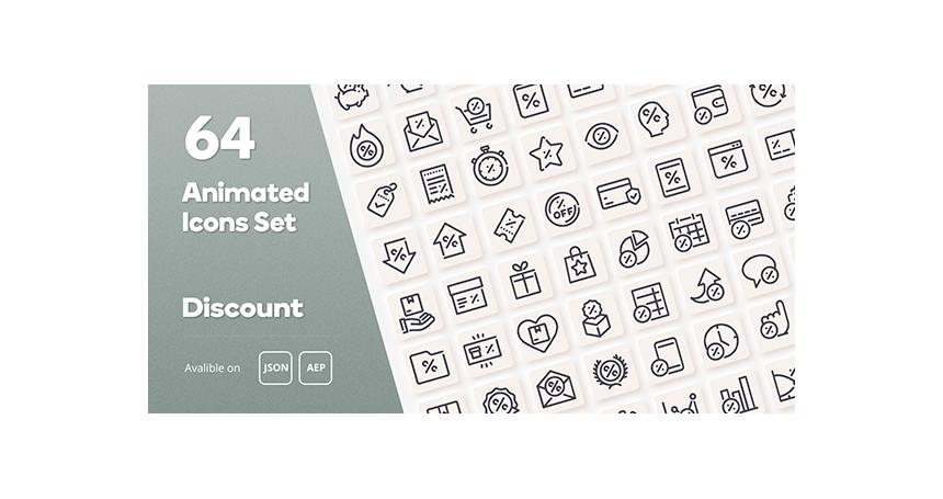 Discount Animated Icons Set - Wordpress Lottie JSON SVG