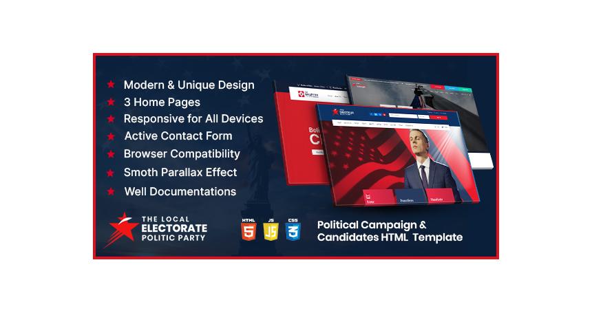 Electorate - Responsive Political Campaign & Candidate HTML5 Template