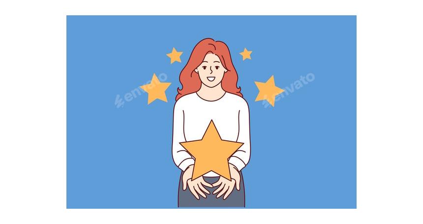 Feedback From Woman Showing Large Star