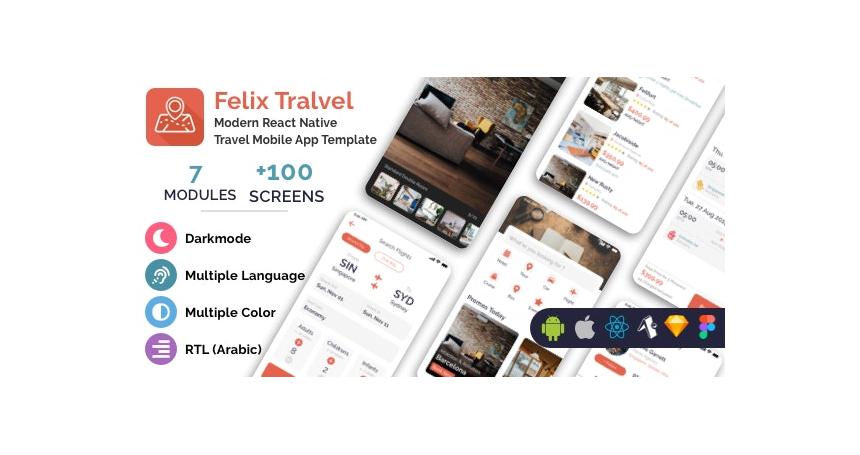 Felix Travel - mobile React Native travel app template