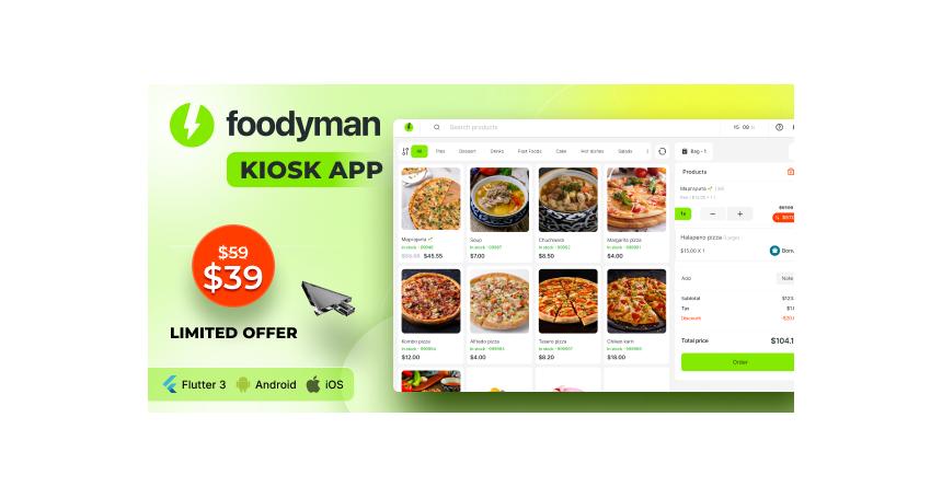 Foodyman - Restaurant Self-ordering KIOSK App (iOS, Android)