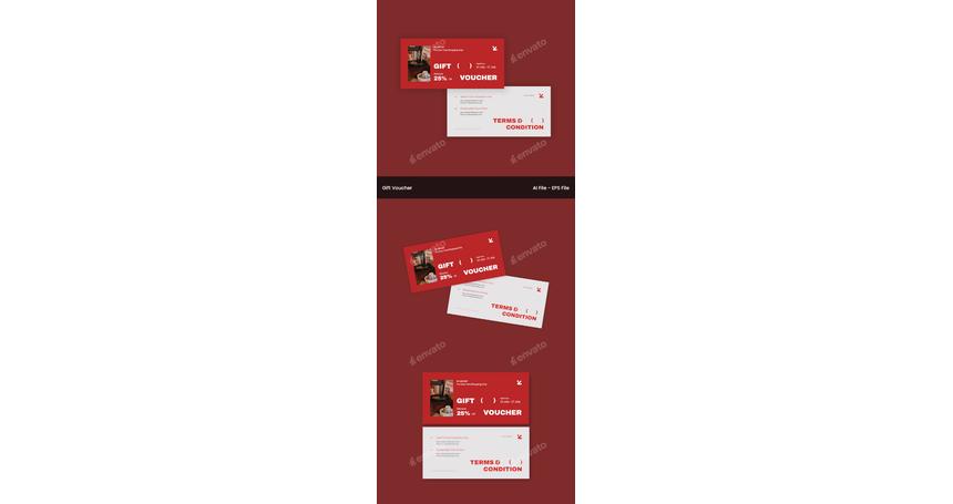 Grey Red Black White Bold Modern Minimalist Vinyl Music Gift Voucher