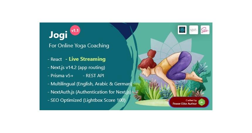 Jogi - Yoga Fitness Coaching & Training React Nextjs 14+ LMS System