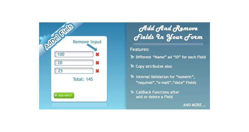 JQuery AdDelFields