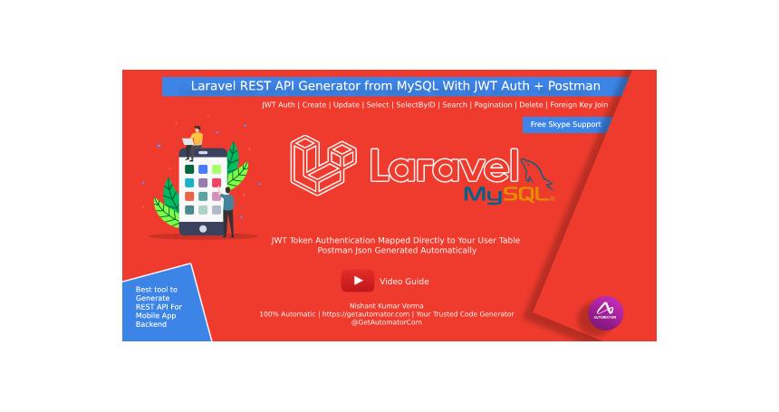Laravel REST API Generator From MySQL With JWT Auth + Postman