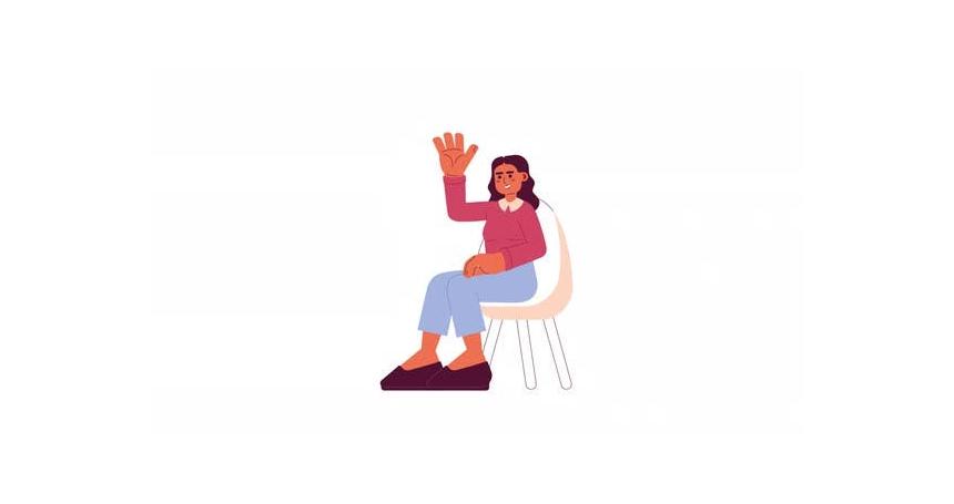 Middle eastern young woman raising hand up 2D character animation