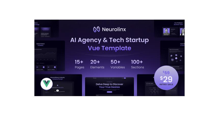 Neurolinx - AI Deep Search Technology Startup & Agency Vue Template