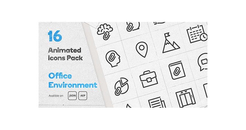 Office Environment Animated Icons Pack - Wordpress Lottie Json Animation SVG