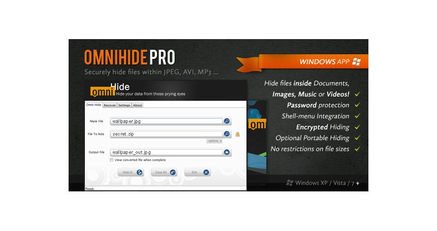 OmniHide: Hide files inside Images, Music & Videos