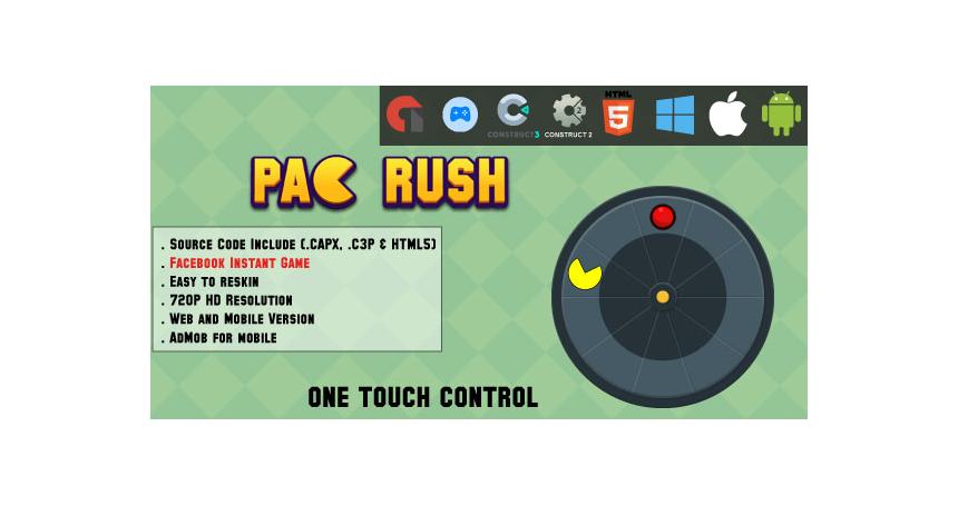 Pac Rush - HTML5 Game - Web, Mobile and FB Instant games(CAPX, C3p and HTML5)