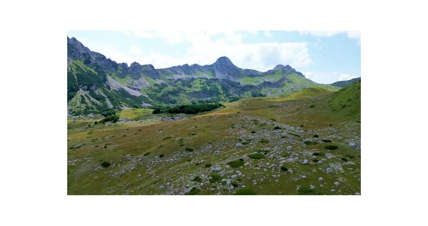 Peaks of Montenegro; Panoramic Aerial View of Green Hills of Durmitor, With high Peaks in the Backgr