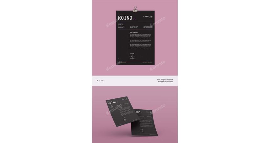 Pink Purple Gradient Pixelate Letterhead