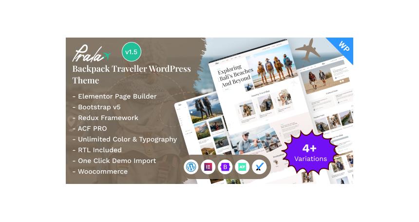 Prala - Backpack Traveler Blog Elementor WordPress Theme