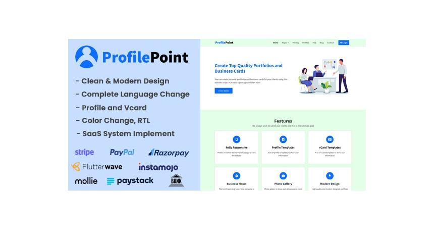 ProfilePoint - SAAS MultiUser Digital Business Card, Resume and Portfolio Builder V1.2