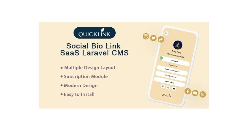 QuickBioLink - Social Bio Link SaaS Laravel CMS V1.3