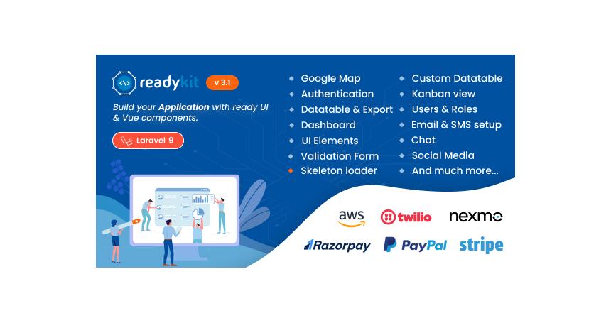 ReadyKit -  Admin & User Dashboard Templates (with functionality) for Laravel + Vue App Development