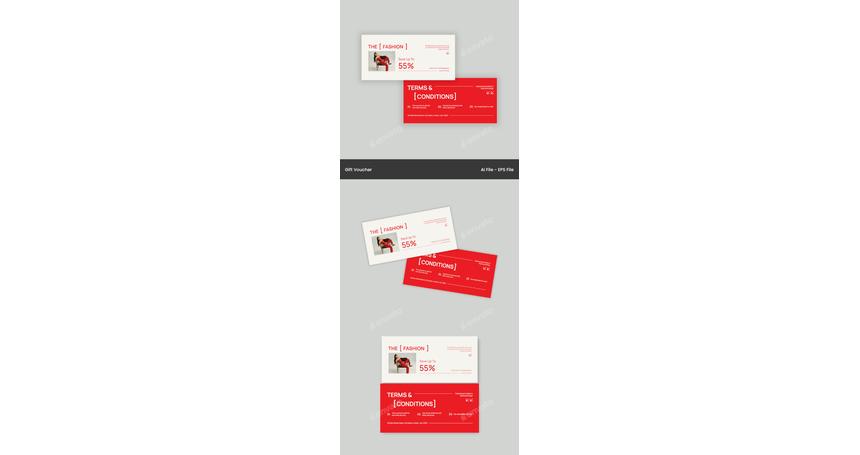 Red White Modern Minimalist Fashion Gift Voucher