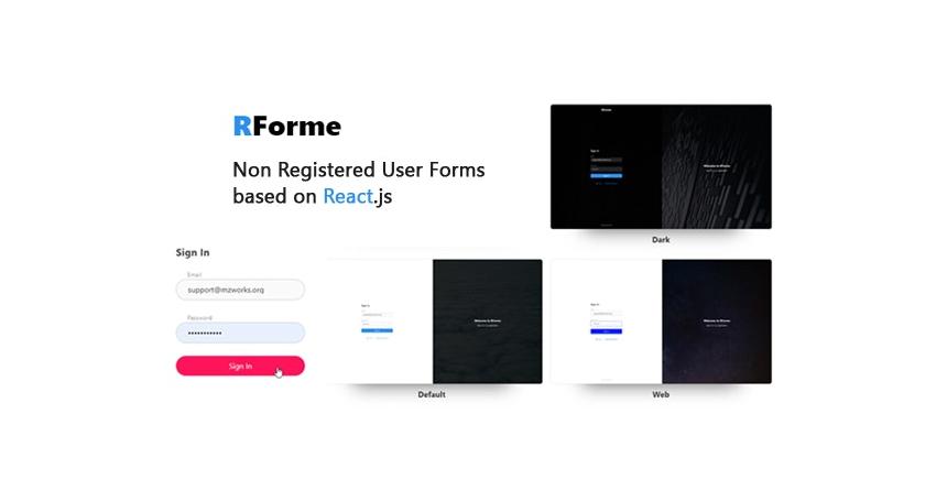 RForme - React Login, Sign Up, Non Registered users Forms