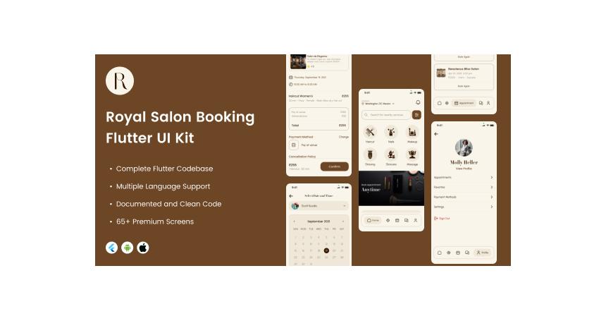 Royal Salon Booking Flutter App UI Kit