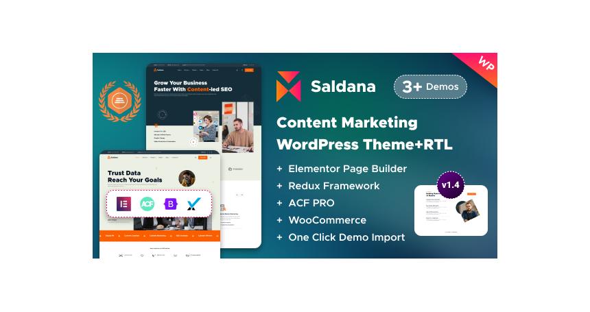 Saldana - Content Marketing & Copywriting Services Elementor WordPress Theme