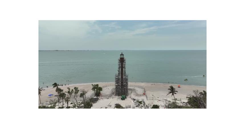 Sanibel lighthouse being repaired post hurricane Ian