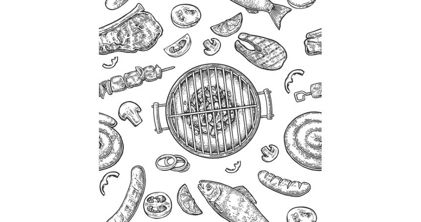 Seamless Pattern Barbecue Grill