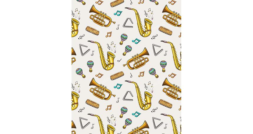 Seamless Pattern with Jazz Musical Instruments