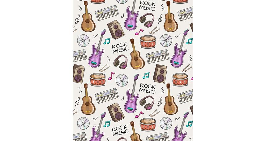 Seamless Pattern with Rock Music Instruments