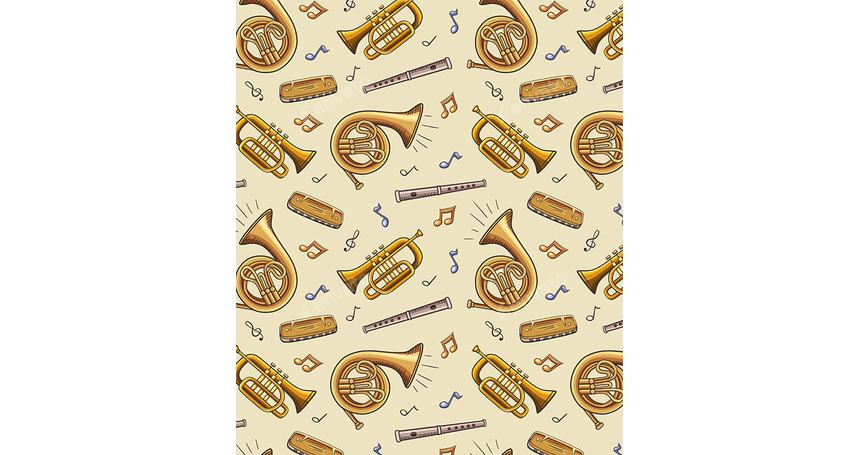 Seamless Pattern with Wind Classic Musical Instruments