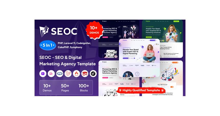 SEOC - SEO & Digital Marketing Agency PHP, Laravel 11, Codeigniter, Symfony 7 & CakePHP Template