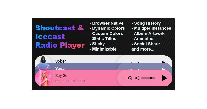 Shoutcast & Icecast Radio Player with Song History