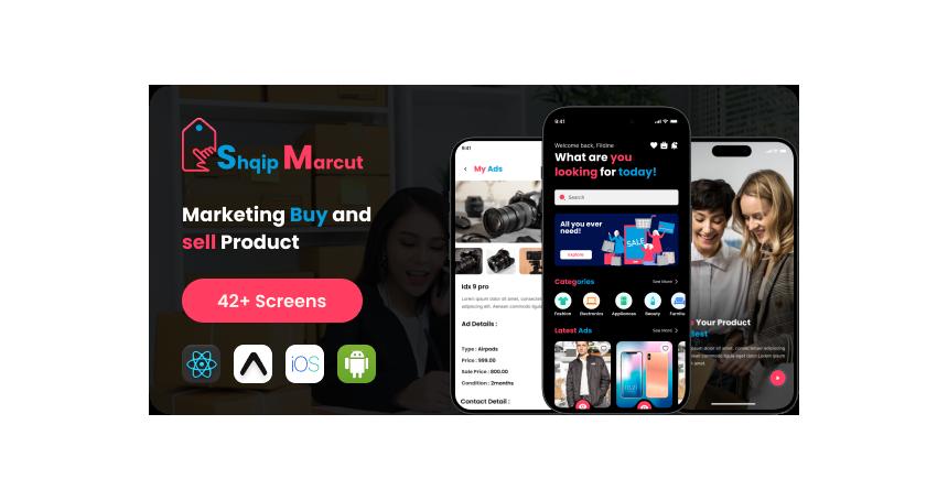 Shqip Marcut - ECommerce Buy and Sell React Native Expo Mobile App Template