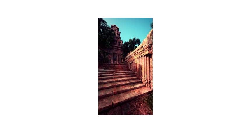 Stone Steps Leading to Ancient Cambodian Temple