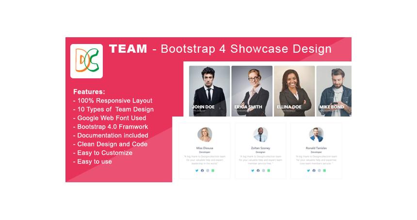 Team - Bootstrap 4 Team Members Showcase