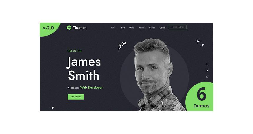 Thames - One Page Personal Portfolio Html Template