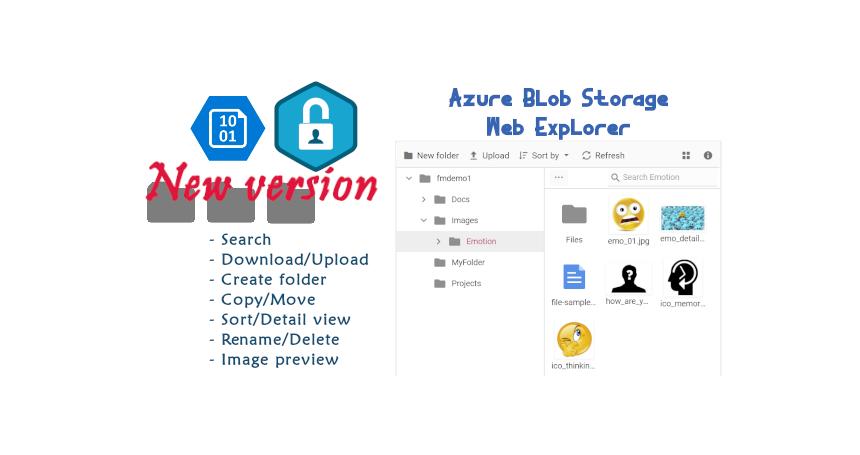 The new Azure Blob Storage Web Explorer UI with Azure AD Authentication