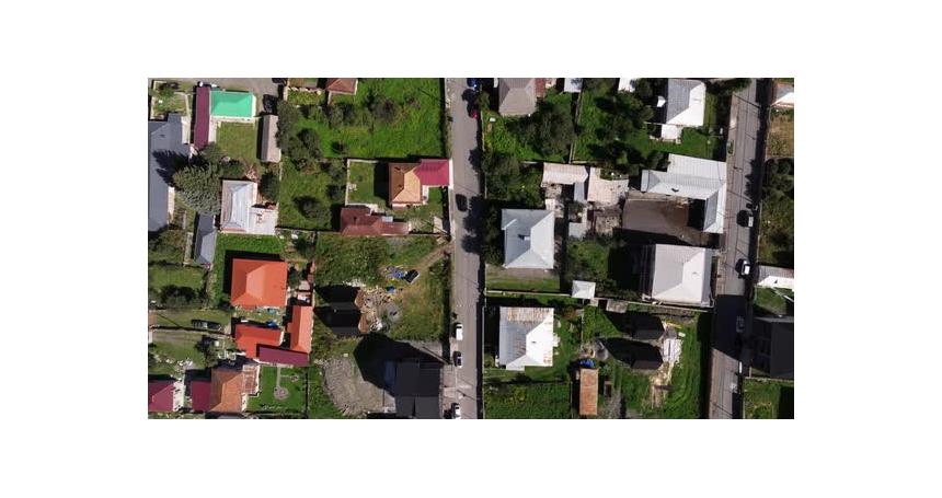 Top Down Aerial View of Stepantsminda, Georgia Mountain Village.