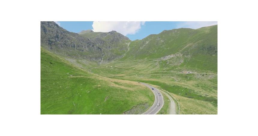 Top Down Aeriel Drone View of the Transfagarasan Highway in the Carpathian Mountains of Transylvania