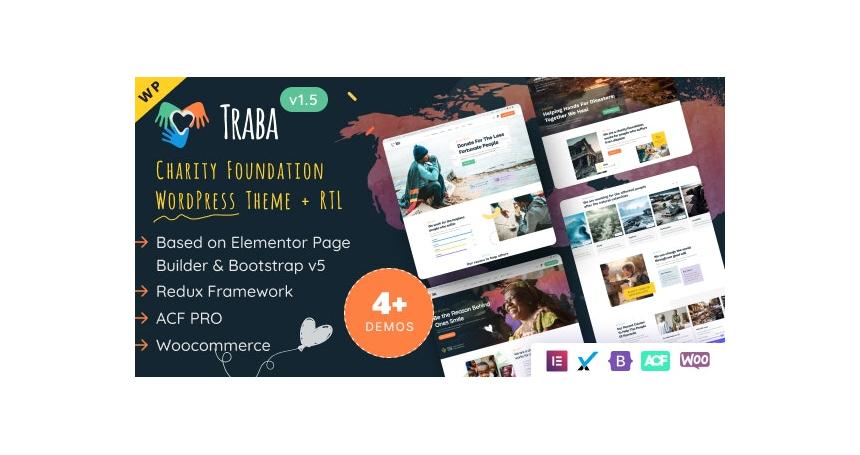 Traba - Charity Foundation & Donation Elementor WordPress Theme