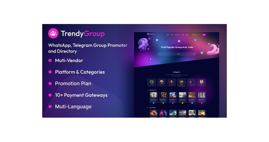 TrendyGroup - Whatsapp, Telegram Group Promoter and Directory V1.0.1